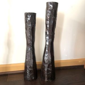 Carved Wooden Candle Holder set of 4